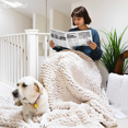 thumbnail image 3 of Comtest Chunky Knit Throw Blanket Chenille, Beige, 50"x60"(Office Size), 3 of 6