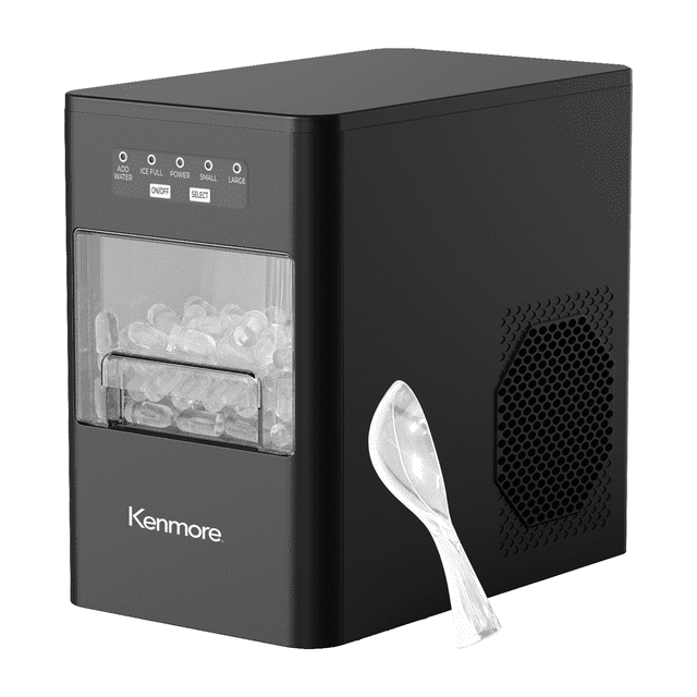 Kenmore Countertop Bullet Ice Maker 26 lb/Day Portable Ice Machine Self-Cleaning with Basket & Scoop