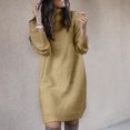 thumbnail image 2 of Kcodviy Robe d'Automne et d'Hiver pour Femmes pour l'Hiver Longue à Tige Haute Chandail Grande Taille Robe Chandail Robes Chandail Femmes Mini Robe Chandail pour Femmes Courte devant Longue dans le Dos Robe pour, 2 of 4