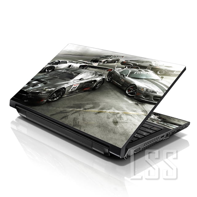 LSS Laptop Skin Sticker Decal Cover Racing Cars Pattern Fits 17" to 19" Laptops