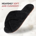 thumbnail image 3 of Women's Fuzzy Slippers Cross Band Memory Foam House Slippers Open Toe, 3 of 6