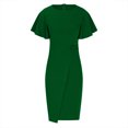 thumbnail image 4 of KIHOUT Robe Femme Mode Couleur Col Rond Tempérament Robe de Bureau, 4 of 6