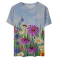 thumbnail image 4 of EQWLJWE Hauts d'Été pour Femmes Hauts pour Femmes en Liquidation Femmes Surdimensionné Été Décontracté Manches Courtes Col Rond Imprimé Manches Hauts Blouse Ample, 4 of 4