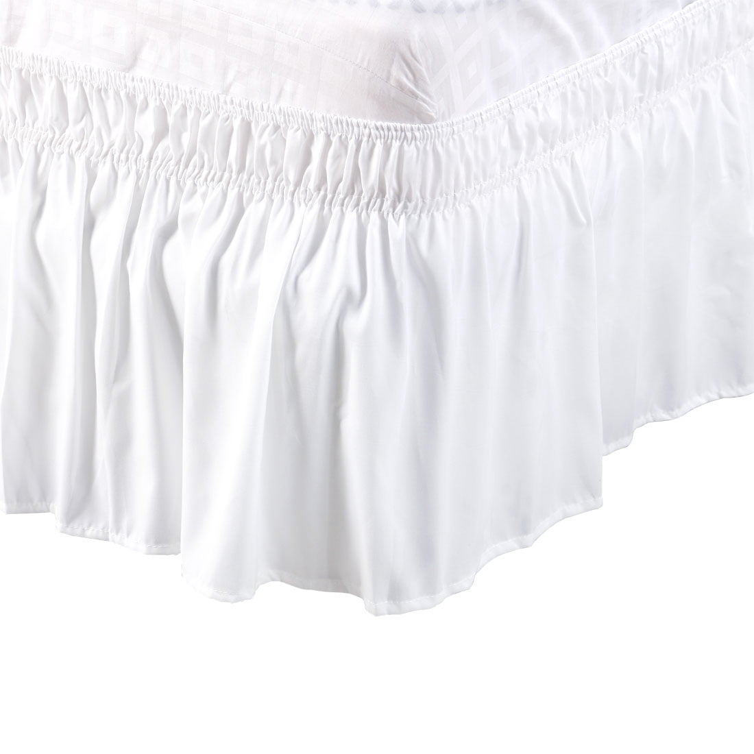 Unique Bargains Polyester Bed Skirt Elastic Wrap Around Dust Ruffle 15' Drop