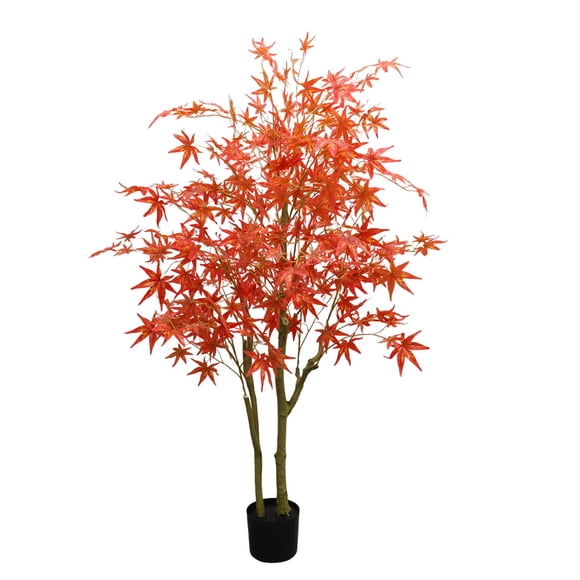 Arbre d'Érable Artificiel de 5 Pi, Grand Faux Arbre en Soie Douce, Plante Décorative d'Érable d'Automne avec Pot en Plastique pour Décoration de Fête, Maison, Salon, Action de Grâce, Récolte