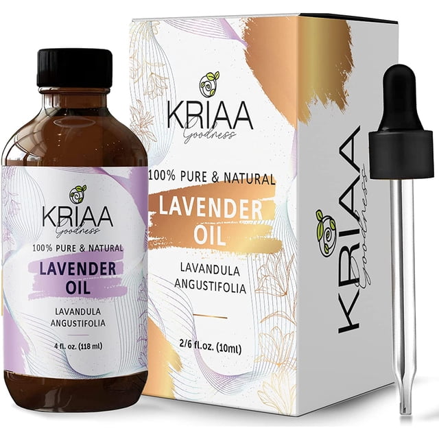 KRIAA Goodness Lavender Essential Oil 4oz with Glass Dropper