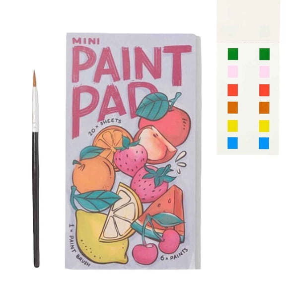 Riforla Mini Watercolour Paint Pad DIY Watercolor Painting Book Includes Paints Mini Paint Brush Cute Cartoon Coloring Book Helps Develop Drawing Skills Parent Child Interaction Pink
