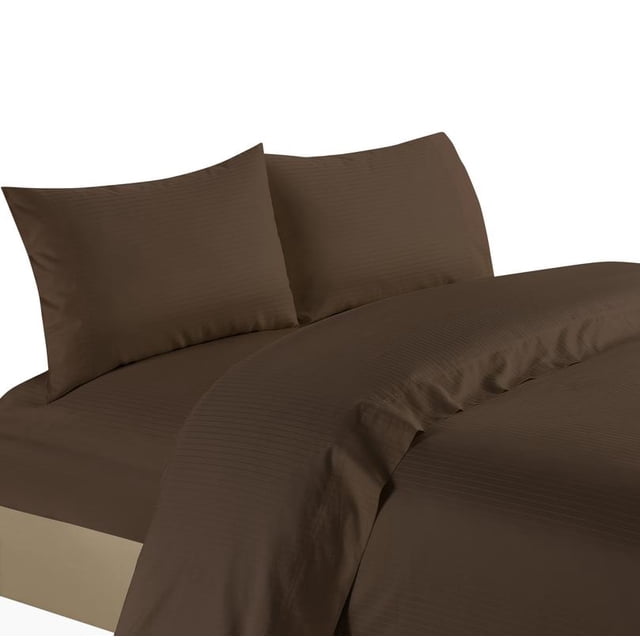 Life Style 1200 Thread Count 100% Egyptain Cotton 4-Piece Deep Pocket Stripe Sheet Set (Full, Chocolate)