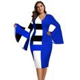 thumbnail image 2 of FcBaudy Robe à Manches Longues à Col en V, Robes d'Été pour Femmes, Robes pour Femmes Robe Grande Patchwork pour Femmes Jupe Portefeuille Moulante Robe Décontractée à Manches Longues Robe Longuette Robe Femme, 2 of 9