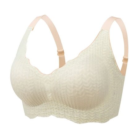 FhsagQ Bra Women Bras Plus Size Women's Comfortable Lace Back High Elastic Gathering Underwear Women's Shoulder Silicone Jelly Bra Women Bras Fishnet Stockings Women Bras Crotchless Beige XXXL