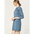 thumbnail image 4 of INSPIRE CHIC Robe-Chemise Ajustée en Denim pour Femmes à Manches 3/4 Boutonnée, 4 of 6