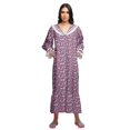 thumbnail image 3 of Moomaya Robe de Nuit Maxi pour Femmes en Coton à Col en V Imprimé avec Bordure Volantée, 3 of 5