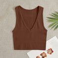 thumbnail image 2 of AherBiu Camisole Tops for Women Summer V Neck Low Cut Ribbed Knitted Slim Fitting Stretchy Solid Color Cropped Tank Tops, 2 of 3