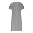 thumbnail image 4 of Fshaion Robe d'Été pour Femmes 2024 Grande Taille Col Rond à Nouer Manches Courtes Couleur Robe en Coton Coton Lin Robe Longueur Genou avec Manches Courtes et Col Ras du Cou Liquidation à Moins de 10!, 4 of 5