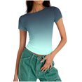 thumbnail image 4 of HongQid Womens Basic Tees Summer Short Sleeve Shirts Slim Fit Tight T Shirt Going Out Tops, 4 of 7