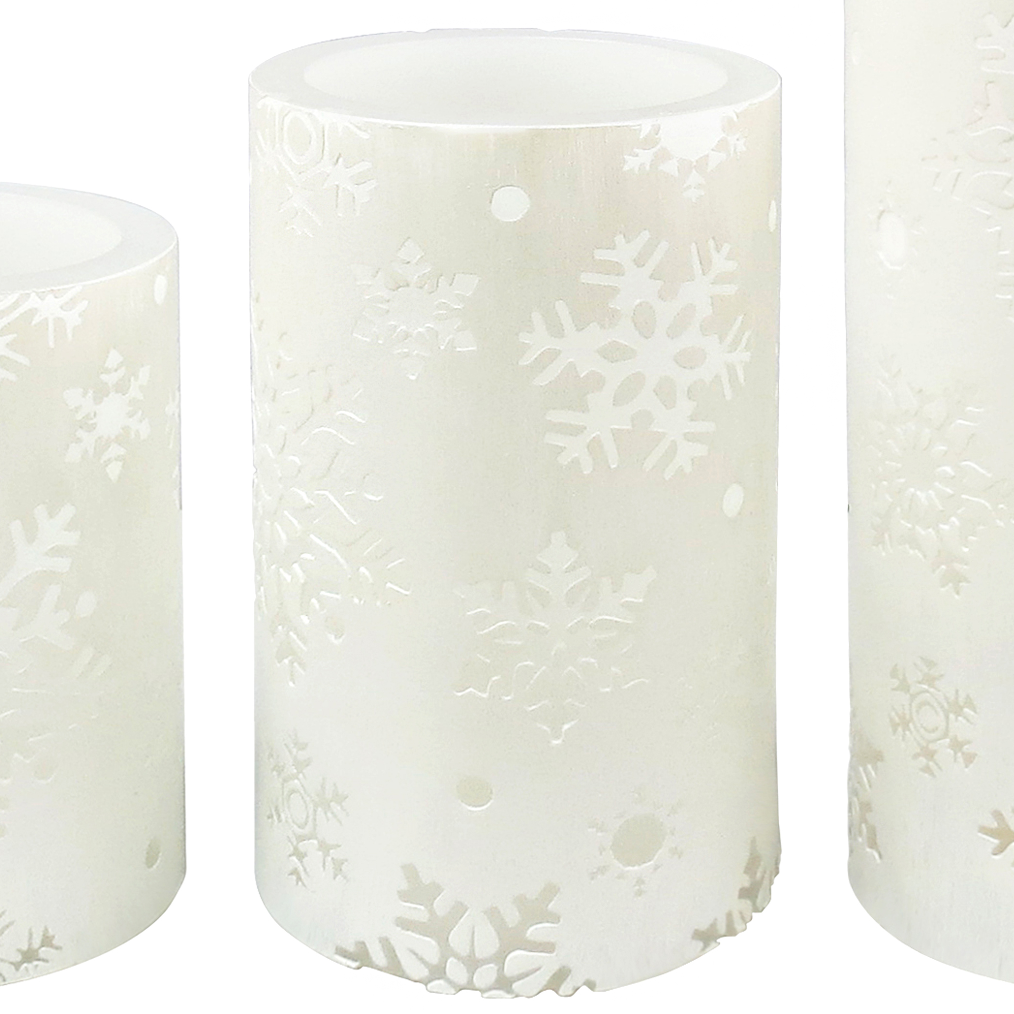 Hometrends Bougie pilier LED flocon de neige blanche en relief avec télécommande