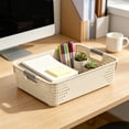 thumbnail image 1 of Kmonabie Upgraded Stackable Storage Bins with Handle, White Plastic Organizer Containers for Kitchen Pantry Bathroom Cabinet Drawer Wardrobe Organization, 1 of 6