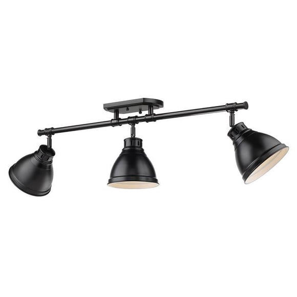 Golden Lighting 3602-3SF BLK-BLK Duncan 3 Light Semi-Flush Track with Matte Black Shades, Black