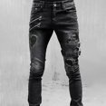 thumbnail image 5 of WEAIXIMIUNG Mens Work Overalls Winter Men's Trousers Casual Straight Mid-Rise Slim Fit Ripped Jeans, 5 of 5