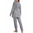 thumbnail image 4 of SUNSIOM Women's Fall Loungewear Set, Lace Patchwork Cami Tops + Pants + Robe 3 Pieces Sleepwear, 4 of 9