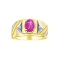 thumbnail image 1 of RYLOS Men's Rings 14K Yellow Gold Ring Classic Designer Style 8X6MM Oval Gemstone & Diamond Ring Star Ruby July Birthstone Rings For Men Size 13, 1 of 7