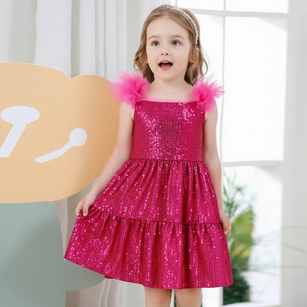 hot pink dresses for birthday Toddler Princess Dress 4T Gubotare Toddler Girls Girls Party Dress Glitters Tulle hot pink prom dresses 2025