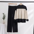 thumbnail image 2 of Yuyuzo Womens Ribble Knit 2 Piece Sets Long Sleeve Turtleneck Pullover Sweaters with Straight Leg Pants Suits, 2 of 3