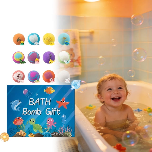 EGNMCR Tools&Home Improvement Natural Bath Bombs For Kids With Surprise Inside 12 Pack Kids Bath Bombs Gift Set With Surprise Toys Inside Friendly Bathing Kit For Bath Ball