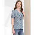 thumbnail image 4 of Unique Bargains Blouse à Manches Courtes Bouffantes à Boutons Imprimé Floral pour Femmes, 4 of 6