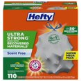 thumbnail image 1 of Hefty Ultra Strong Made with 50% Recovered Materials* Tall Kitchen Trash Bags, Gray, Unscented, 13 Gallon, 110 Count, 1 of 1