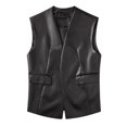 thumbnail image 2 of Faux Leather Vest For Women Long Lapel Sleeveless Drape Open Front PU Cardigan, 2 of 6