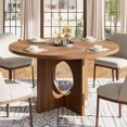 thumbnail image 1 of Round Dining Table for 4-6 People, 47'' Dining Room Table with Wooden Pedestal Base, Dinner Tables, Circle Kitchen Tables for Dining Room, Kitchen, Living Room (Table Only), 1 of 7