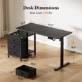 thumbnail image 3 of GUNAITO Computer Desk 58.2" × 23.6" Electric Standing Desk with 3 Drawers Height Adjustable Stand Up Table Ergonomic Sit Stand Desk with Splice Board for Home Office Black, 3 of 11