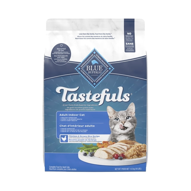 Blue Buffalo Tastefuls Nourriture Sèche pour Chat d'Intérieur Adulte au Poulet et Riz Brun 4.5kg