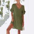 thumbnail image 1 of Liquidation d'Été 2025! Robe pour Femme Grande Taille, Liquidation de Robes d'Été pour Femmes, Robe d'Été Décontractée pour Femme Douce et Mignonne à Col en V avec Poches, Manches Courtes, Volants, 1 of 5