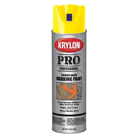 Krylon K07305000 Vaporisateur de Marquage pour Entrepreneurs à Base de Solvant, APWA Haute Visibilité Jaune, 15 Onces