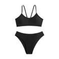 thumbnail image 1 of Womens 2 Piece Swimsuits Summer Beach Solid Color Backless Bikini Split Set Black Womens Bathing Suits M, 1 of 7