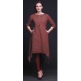 thumbnail image 4 of Bimba Hauts Imprimés Ikat Géométriques Rouges pour Femmes Kurti Asymétrique Robe d'Été pour Filles XX-Grand, 4 of 6