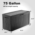 thumbnail image 4 of Coffre de Terrasse en Résine de 75 Gallons, Coffre de Rangement Extérieur Verrouillable pour Meubles, Outils de Jardin et Rangement d'Outils, Boîtes de Rangement Extérieures Étanches - Noir, 4 of 7