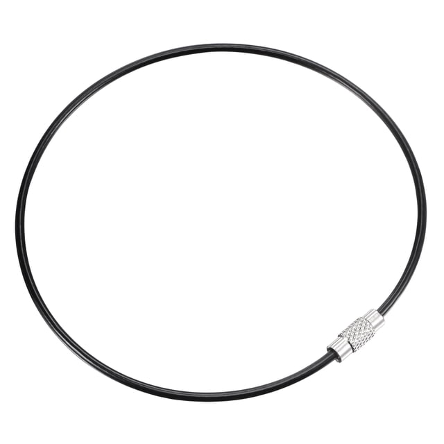 Unique Bargains 250mm Longueur PVC Enduit en Acier Inoxydable Boucle Porte-Clés Câble Noir 4 Comte