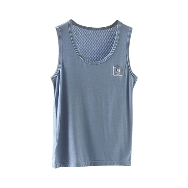 Sunnyoo Little Boy Racerback Tank Top featuring a cartoon print and round neck design. This casual, soft, and comfortable tank top is shown in a solid blue colour with a sleeveless design and a small patch detail on the chest. Made from a breathable cotton blend, it is lightweight and sweat-absorbent, ideal for daily wear, outdoor play, or sports. The tank top is designed for boys aged 12 months to 16 years, with sizes ranging from 90 to 180. The fabric is durable, eco-friendly, and easy to care for, ensuring longevity and comfort.