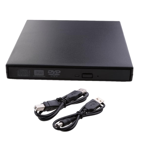 External CD DVD Drive, USB 2.0 Portable DVD / CD Burner and Reader / Plug & Play / Low Noise / Slim for Laptop, Desktop, Mac, Macbook, Windows 10/8/7 / XP