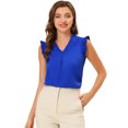 thumbnail image 1 of INSPIRE CHIC Blouse de Travail Sans Manches à Volants pour Femme, Col en V, Haut, m Bleu Royal, 1 of 1