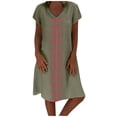thumbnail image 2 of GZWYHT Robes d'Été, Robes pour Femmes 2025 Style d'Été pour Femmes Col en V Imprimé Coton et Décontracté Grande Taille Robe pour Dames Robes Midi, Robes en Lin, Robe Verte, Commodes en Liquidation 5TG, 2 of 6