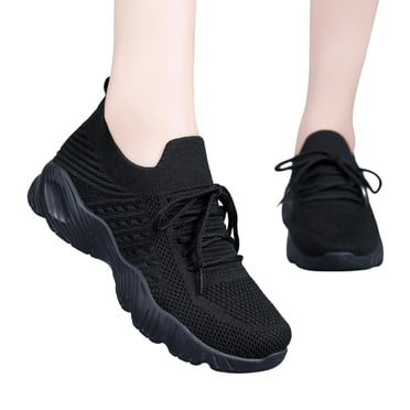YOUYEDIAN Orthopedic Shoes for Women Spring Dress Non Slip Slip on Mesh Arch Support Sneakers Comfortable Closed Toe Work Shoes (Black)