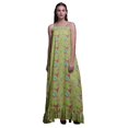 thumbnail image 1 of Bimba Vert Pâle2 Oiseau Baies Rouges et Bulbul Tenue de Nuit pour Femmes Nuisette Imprimée Robe Maxi à Bretelles Spaghetti Vêtement de Nuit X-Grand, 1 of 5