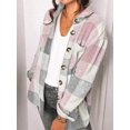 thumbnail image 4 of ORUYROP Womens Casual Plaid Shacket Button Down Long Sleeve Shirt, 4 of 5