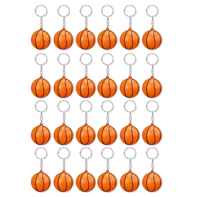 Lot de 24 Porte-Clés de Basketball, Mini Porte-Clés de Balle Anti-Stress de Basketball, Porte-Clés de Balle de Sport, Récompense de Carnaval Scolaire pour Enfants