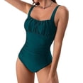 thumbnail image 1 of UPPADA Womens One Piece Swimsuits Athletic Training Swimwear Plus Size Bathing Suits Ruched Color Block Print Swimsuits Criss-Cross Back Crew Neck Athletic Training Swimwear Clearance Green,Xl, 1 of 4