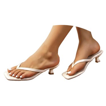 IUJSOY Women's Kitten Heel Sandals Square Open Toe Flip Flops Slip on Slippers Summer Dress Shoes